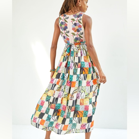 Let Me Be Quilted Patchwork Maxi Dress Anthropologie Sz L New With Tags Pockets! - Picture 4 of 16